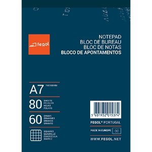 Imagem de BLOCO APONTAMENTOS A7 FEGOL 80FOLHAS XADREZ