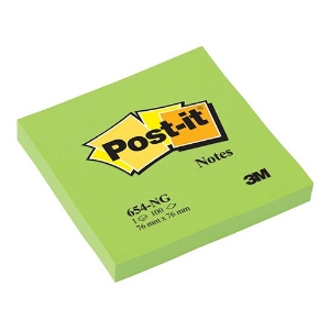 Picture of BLOCO NOTAS ADERENTES POST-IT 76X76 654-NG VERDE NEON 100FOLHAS