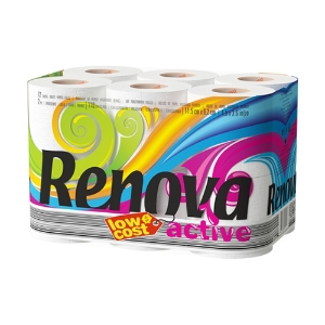 Imagem de PACK 12 ROLOS PAPEL HIGIÉNICO RENOVA ACTIVE BRANCO