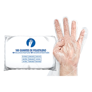 Imagem de PACK COM 100 LUVAS DESCARTÁVEIS DE POLIETILENO TRANSPARENTES