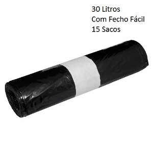 Imagem de SACOS DE LIXO COM FECHO FÁCIL 30 LITROS (ROLO 15 UNI)