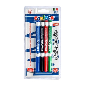 Imagem de BLISTER 4 MARCADORES QUADRO BRANCO CARIOCA PONTA FINA 43231