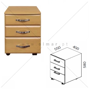 Imagem de BLOCO RODADO C/3 GAVETAS STR-F54 FAIA (550X400X580MM)