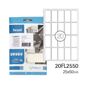 Picture of ETIQ. FEGOLABEL A5 25X50 BRANCA 20FL2550 (CART.20F/400UDS)