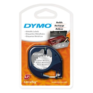 Picture of FITA DYMO LETRATAG 12MMX4MT PRETA/PRATA 91208/S0721730